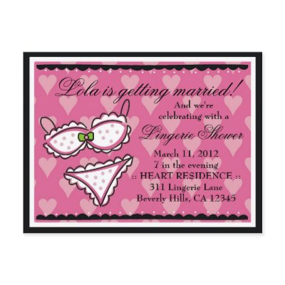 311-PINK LINGERIE INVITATION POSTCARD by Jill311
