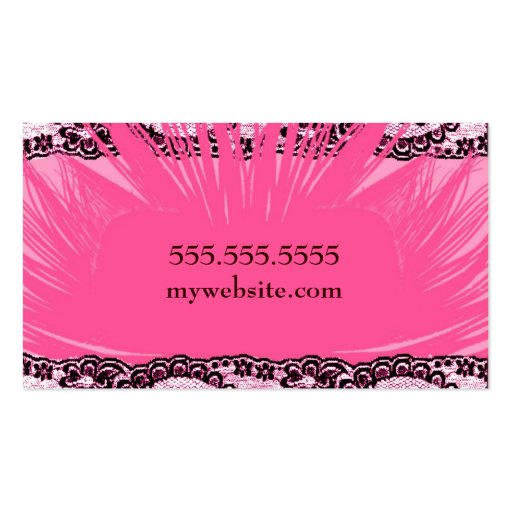 311 Pink Peacock Lace Business Card Templates (back side)