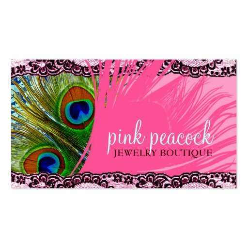 311 Pink Peacock Lace Business Card Templates