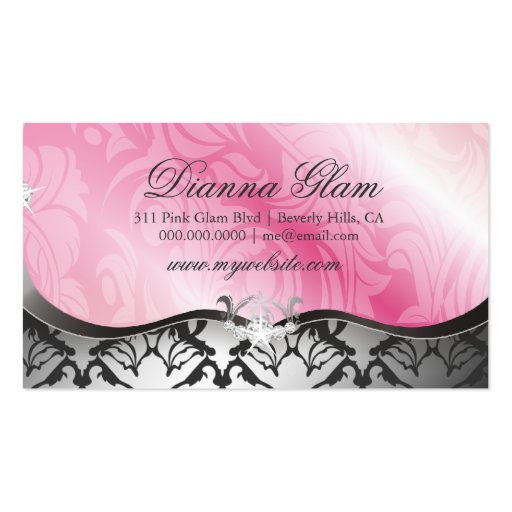 311-Pink Plater & Damask Shimmer Storm Business Cards (back side)