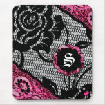 311-PINK PRIMROSE LACE MONOGRAM MOUSE PADS