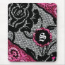 311-PINK PRIMROSE LACE MONOGRAM MOUSE PADS