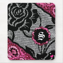 311-PINK PRIMROSE LACE MONOGRAM mousepads by Jill311 311-PINK PRIMROSE LACE MONOGRAM mousepads