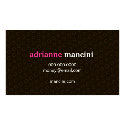 311-PINK RETRO DOTS BUSINESS CARD (back side)