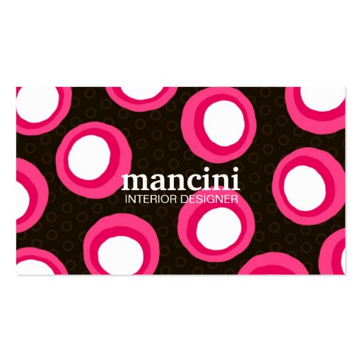 311-PINK RETRO DOTS BUSINESS CARD