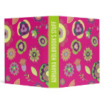 311-Pink Retro Flowers Vinyl Binders