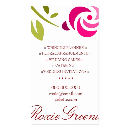 311 PINK ROSE EXTROIDINAIRE BUSINESS CARD (back side)