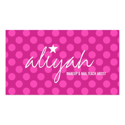 311 Pink Star Polka Dots Business Card Template (front side)