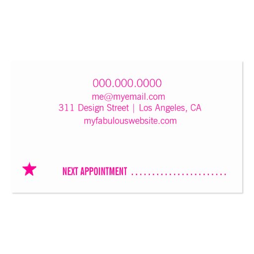 311 Pink Star Zebra Stripes Appointment Card Business Card (back side)