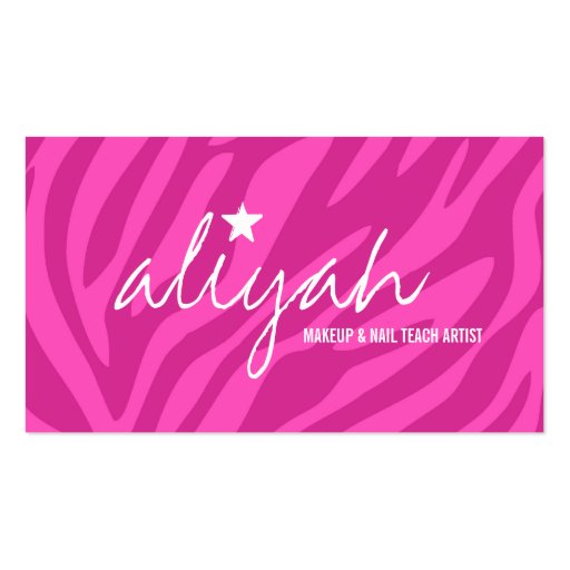 311 Pink Star Zebra Stripes Appointment Card Business Card (front side)