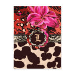 311-PINK WILD LILY LEOPARD INVITATION POSTCARD