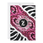 311-Pink Zebra and Lace Invitation