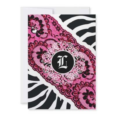 311-Pink Zebra and Lace Invitation by Jill311