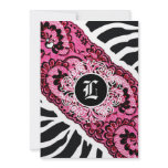 311-Pink Zebra and Lace Invitation