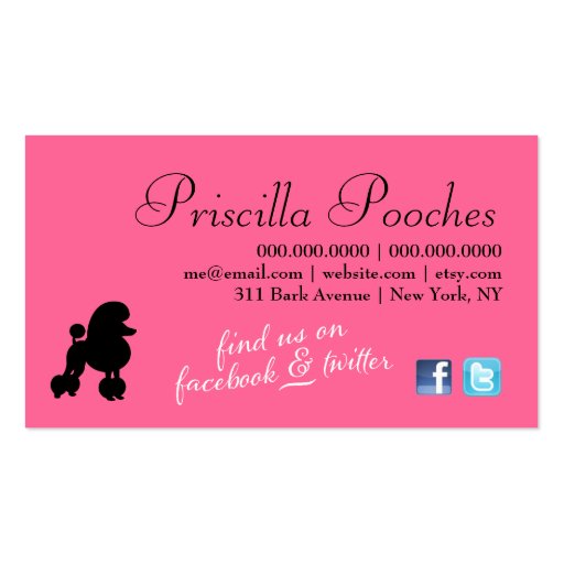 311 Pinx the Poodle Pet Card Business Card (back side)