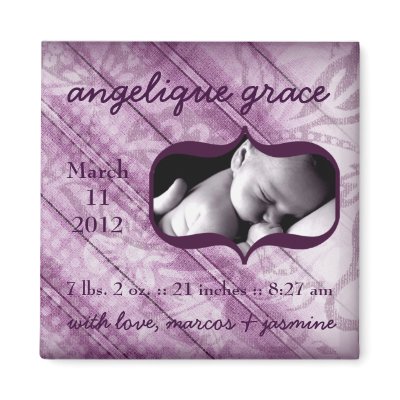 311-PLUSH PURPLE BABY ANNOUNCEMENT MAGNETS by Jill311