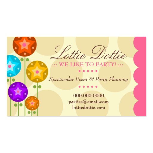 311-POLKA DOTTED STARS PINK BUSINESS CARD TEMPLATE (back side)