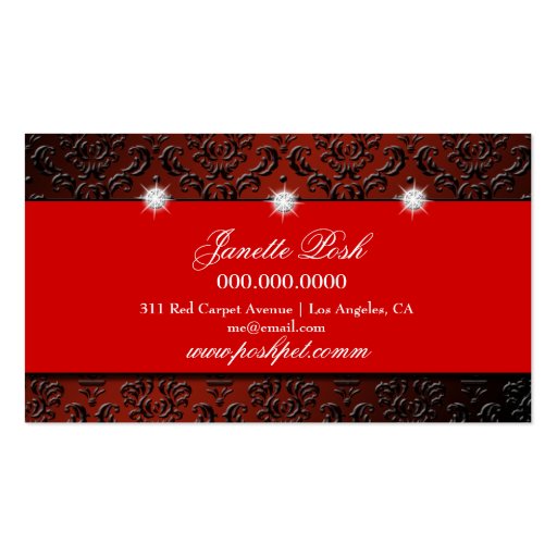 311 Posh Pet Red Carpet Crimson Fade Business Card (back side)