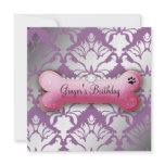 311-Posh Pooch Birthday Invite Damask Shimmer