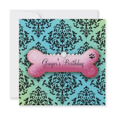 311-Posh Pooch Birthday Invite Turquiose Lime by Jill311