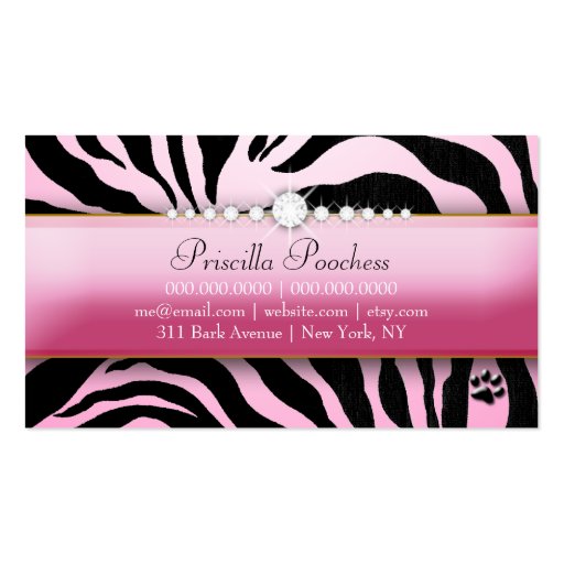 311 Posh Pooch | Pink Zebra Business Card (back side)