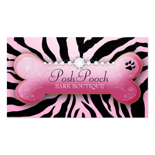 311 Posh Pooch | Pink Zebra Business Card (front side)