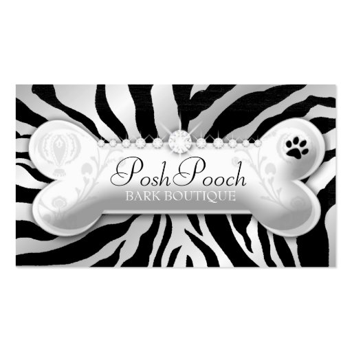 311 Posh Pooch Pink Zebra "Silver" Business Cards (front side)