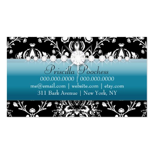 311 Posh Pooch Teal Pitch Bark Business Card Templates (back side)