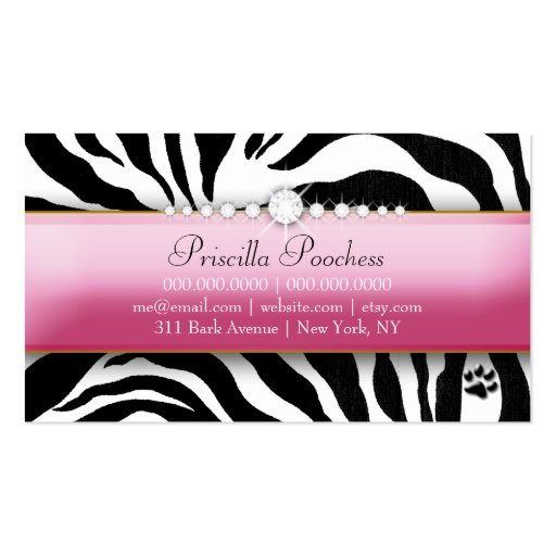 311 Posh Pooch | Zebra Business Cards (back side)