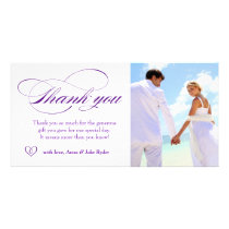 311 Purple Elegant Thank You Photo Card Heart photo cards