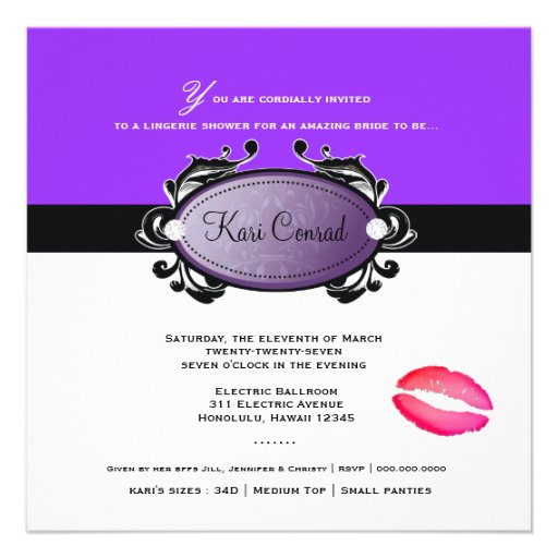 311 Purple Leopard Lingerie Set Personalized Announcements