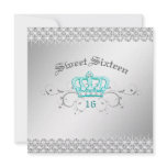 311-Queen for a Day | Sweet Sixteen Turquoise Personalized Invitations