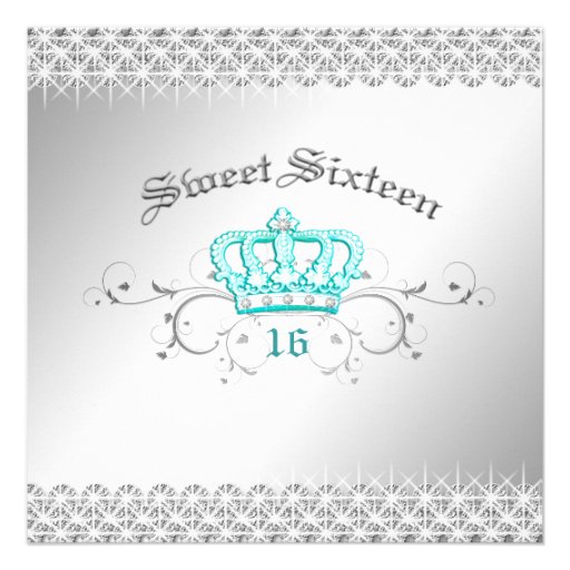311-Queen for a Day | Sweet Sixteen Turquoise Personalized Invitations