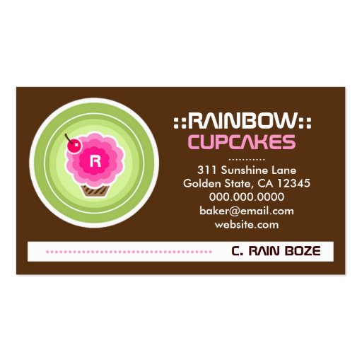 311 RAINBOW CUPCAKE MONOGRAM BUSINESS CARD (back side)