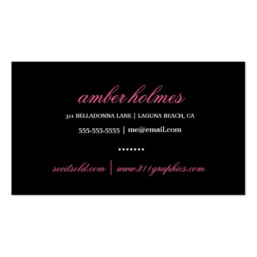 311-Real Estate Blonde Fashionista  | Rose Pink Business Card Templates (back side)