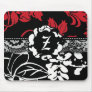 311-RED BLACK FLORAL MONOGRAM MOUSEPADS