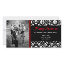 311-RED DAMASK CHRISTMAS PHOTO CARD photo cards