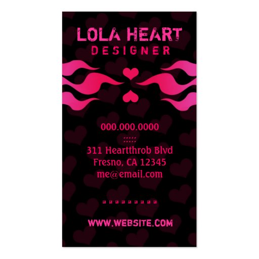 311 RED HOTT FLAMES HEART BACKGROUND BUSINESS CARD TEMPLATES (back side)