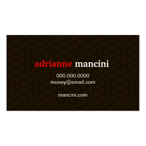 311-RED RETRO DOTS BUSINESS CARDS (back side)