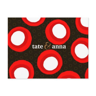 311-RED RETRO DOTS INVITATION POSTCARDS by Jill311