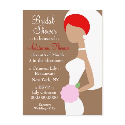 311-REDHEAD BRIDE SHOWER INVITATION POSTCARD by Jill311