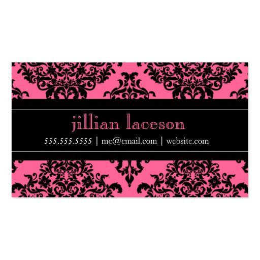 311 Rose Pink Lux Damask Business Card Template (back side)