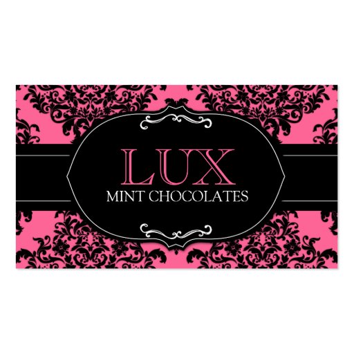 311 Rose Pink Lux Damask Business Card Template (front side)