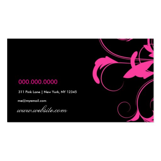 311 Roxy Black and Pink Business Card (back side)