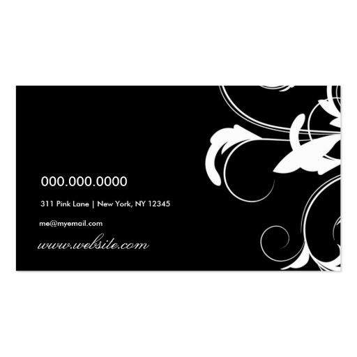 311 Roxy Solid Black and White Business Card (back side)