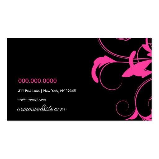311 Roxy Solid Pink and Black Business Cards (back side)