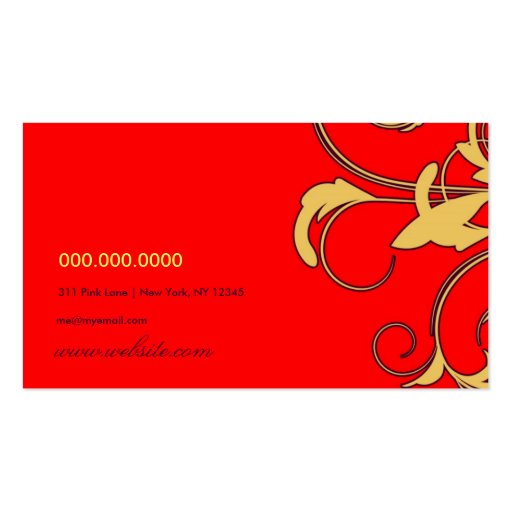 311-Roxy Solid |  Red and Yellow Business Card Template (back side)