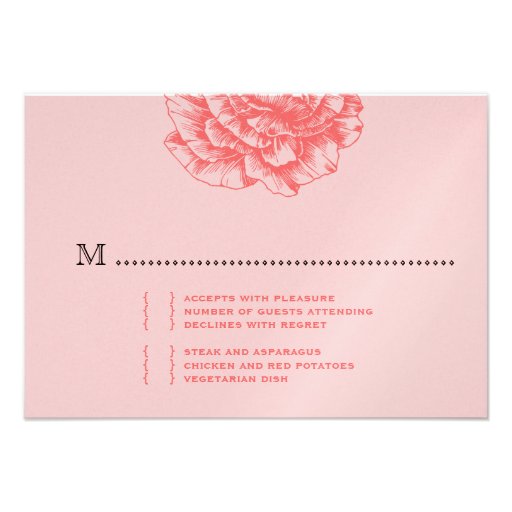 311 Ruffled Peony Coral Melon & Black Invites