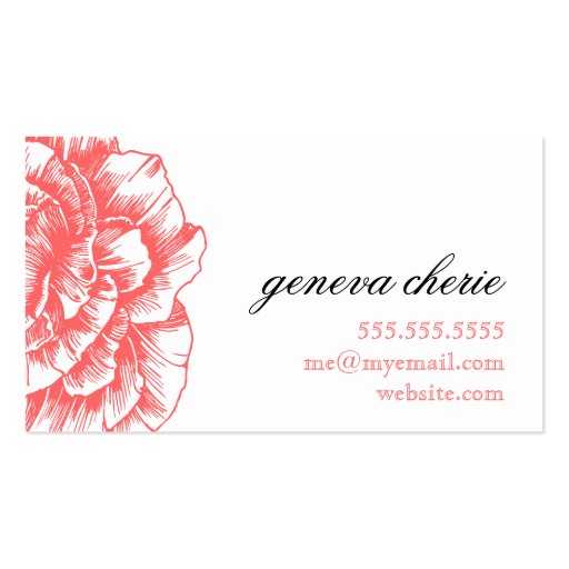 311 Ruffled Peony Coral Melon Business Card (back side)