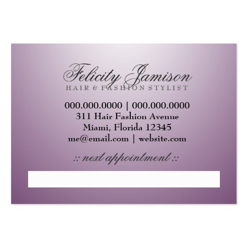 311 Sassy African American Fashionista Business Business Card Templates (back side)